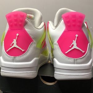 JORDAN 4 RETRO  (GS) Lemon Venom white/pink/lime green 3.5 Y